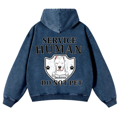 Service Human, Do Not Pet 10- Personalized Custom Unisex Washed Hoodie wearishow