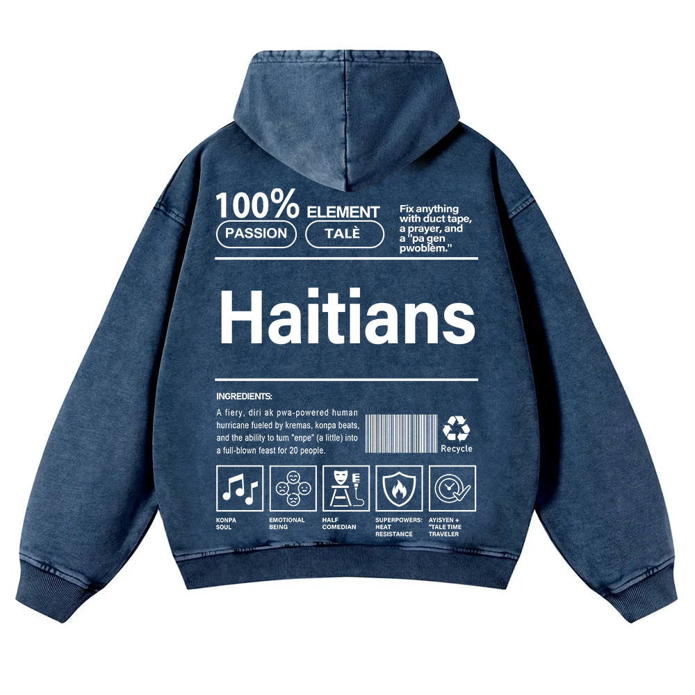 Haitians Unisex Fit  Washed Hoodie wearishow