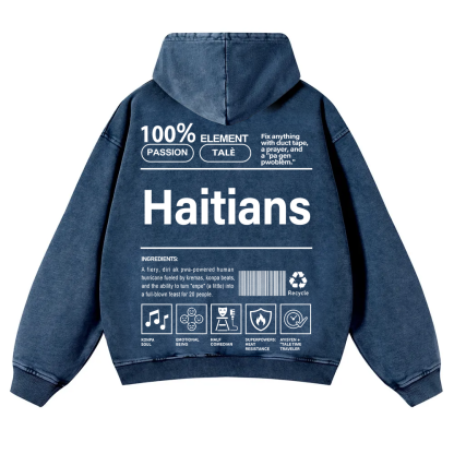 Haitians Unisex Fit  Washed Hoodie wearishow