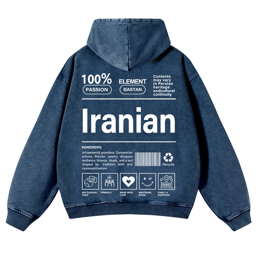 Iranian Unisex Fit  Washed Hoodie wearishow