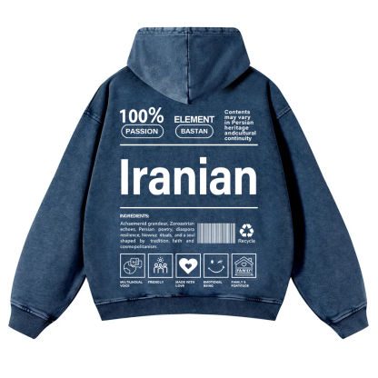 Iranian Unisex Fit  Washed Hoodie wearishow