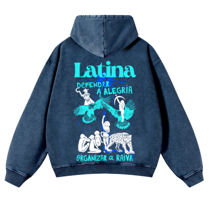 Latina Unisex Fit  Washed Hoodie wearishow