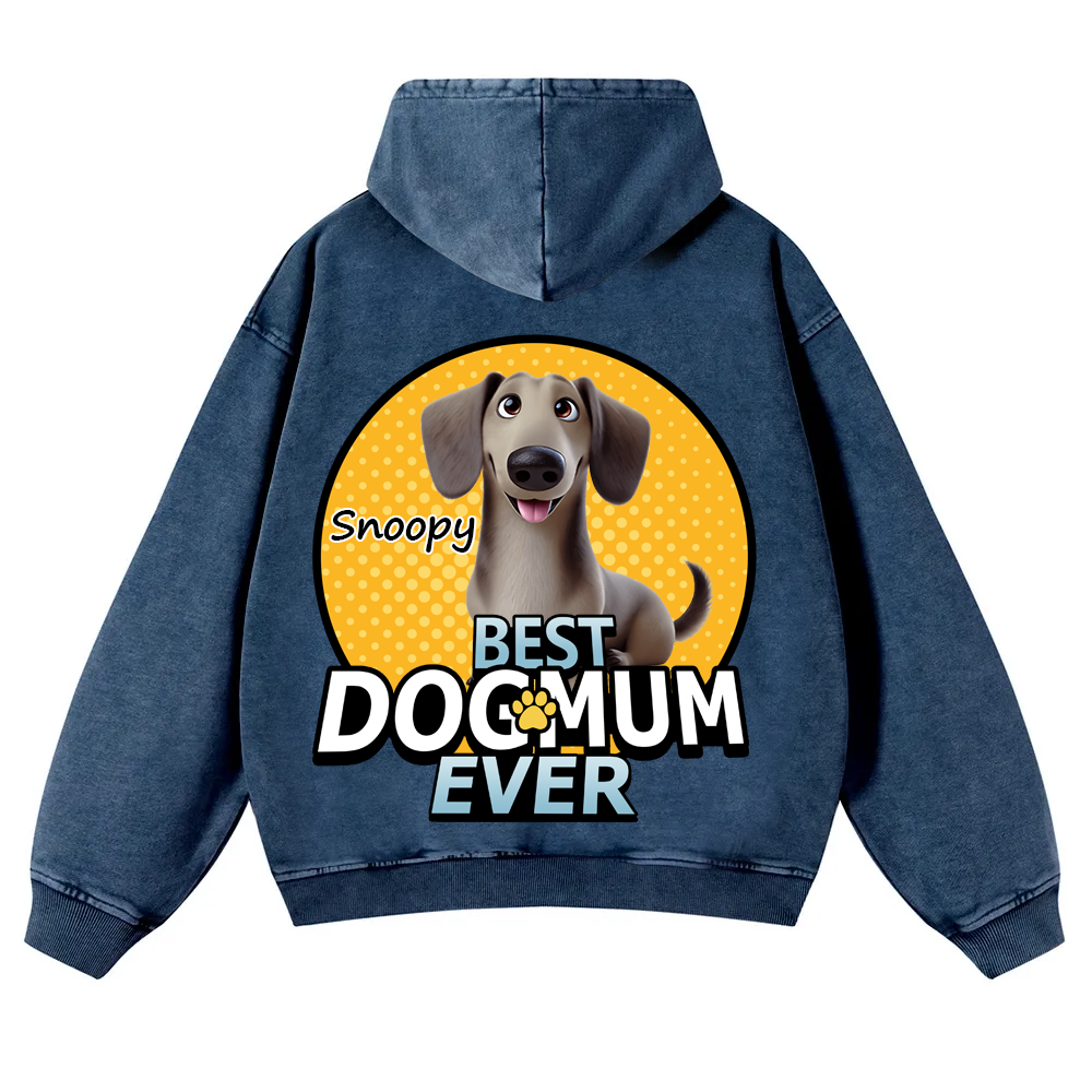 Best Dog Mom For Furry Kid - Personalized Custom Unisex Washed Hoodie wearishow