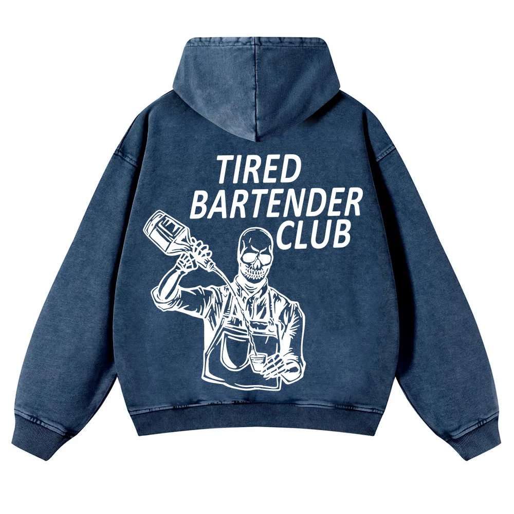 Tired Bartender Club Unisex Fit  Washed Hoodie wearishow