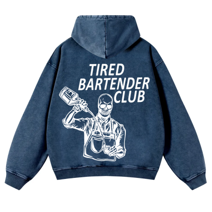 Tired Bartender Club Unisex Fit  Washed Hoodie wearishow