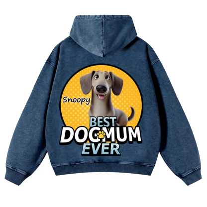 Best Dog Mom For Furry Kid - Personalized Custom Unisex Washed Hoodie wearishow
