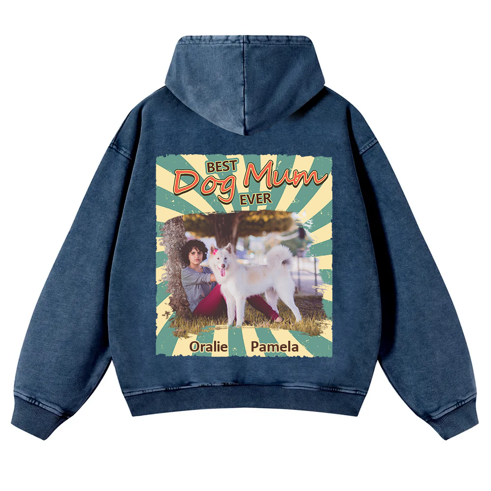 Retro Funny Dog Shirt Photo - Personalized Custom Unisex Washed Hoodie wearishow