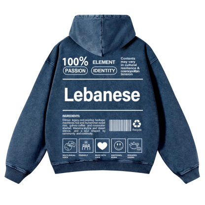 Lebanese Unisex Fit  Washed Hoodie wearishow