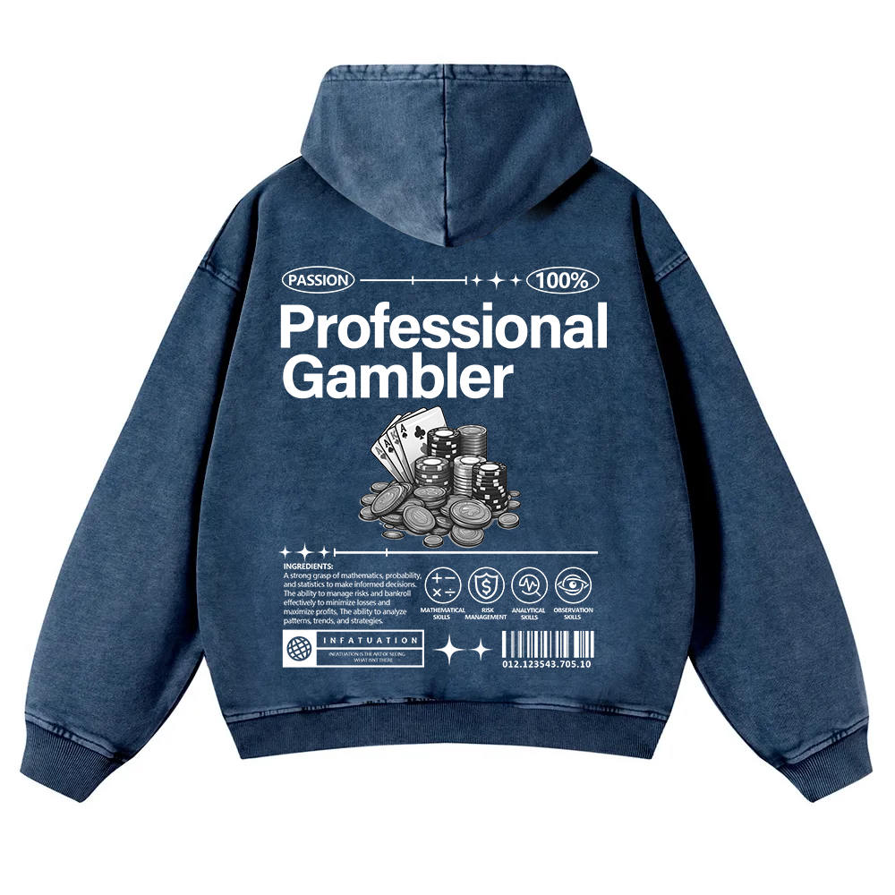 Professional Gambler Washed Hoodie wearishow