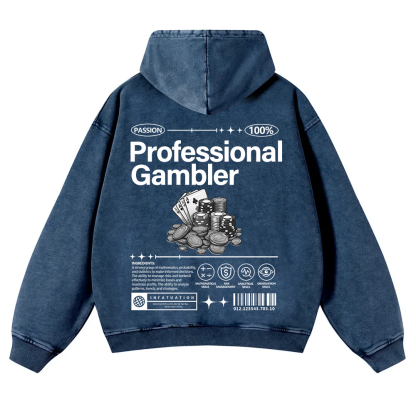 Professional Gambler Washed Hoodie wearishow