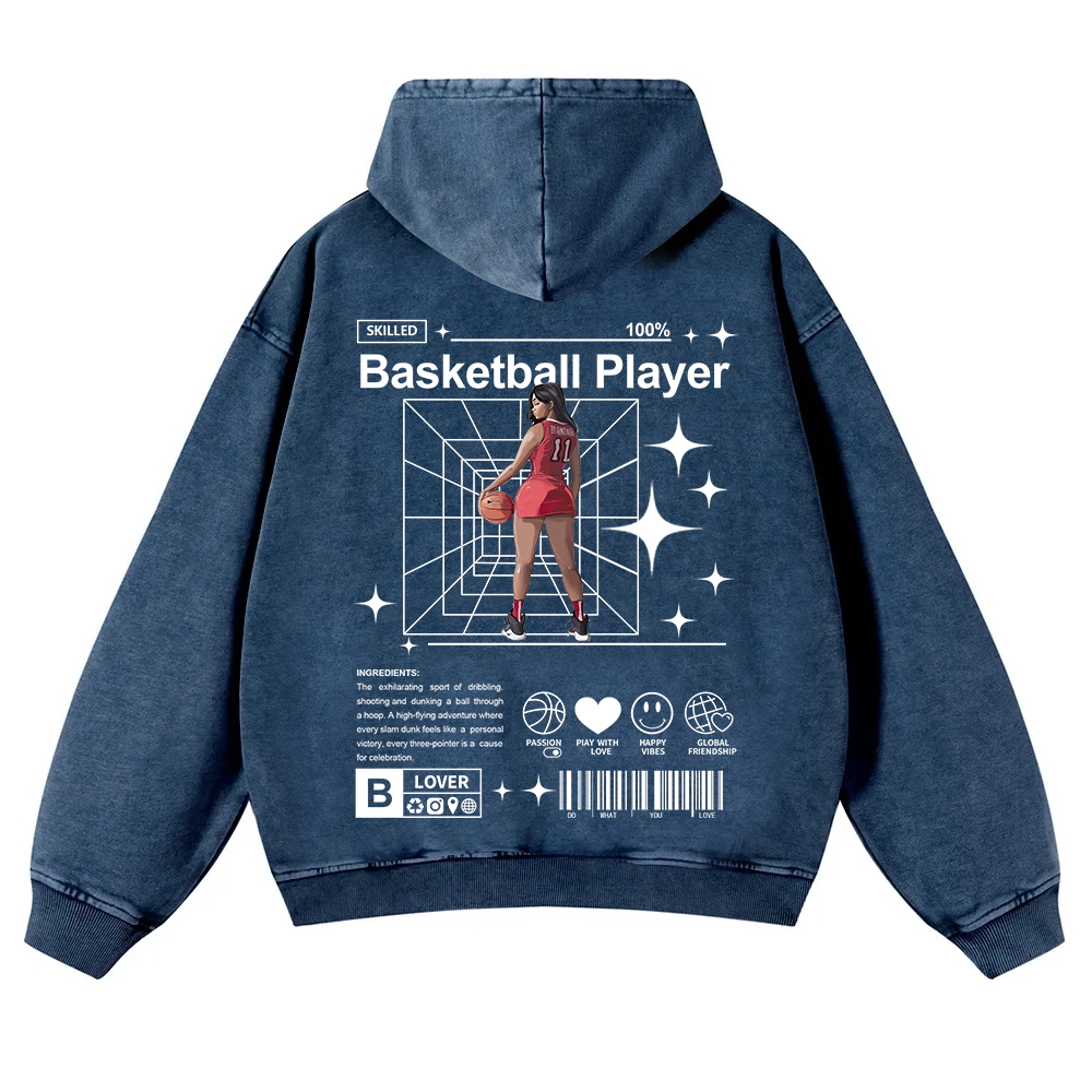 Basketball Player Washed Hoodie wearishow