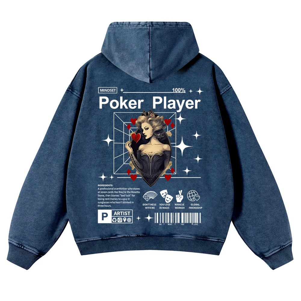 Poker Player  Washed Hoodie wearishow