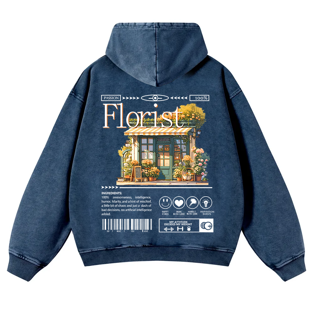 Florist Washed Hoodie wearishow