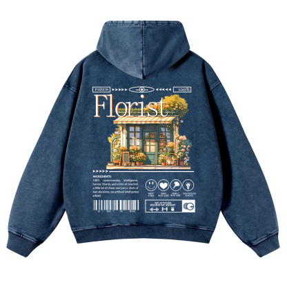 Florist Washed Hoodie wearishow