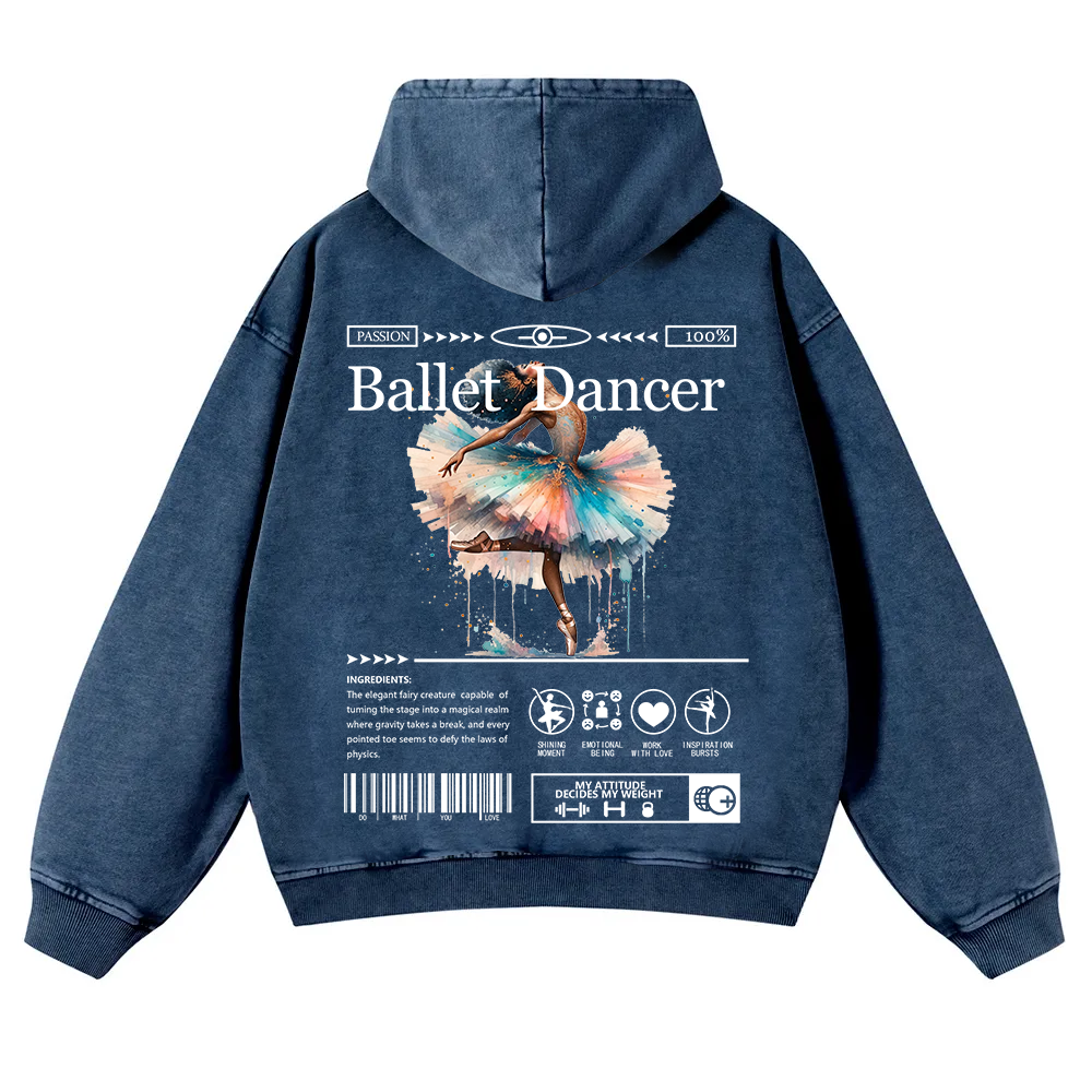 Ballet Dancer Washed Hoodie wearishow