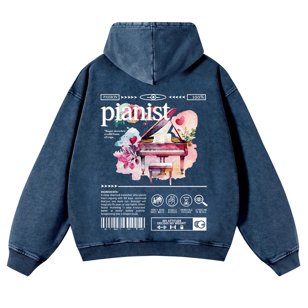 Pianist Washed Hoodie wearishow