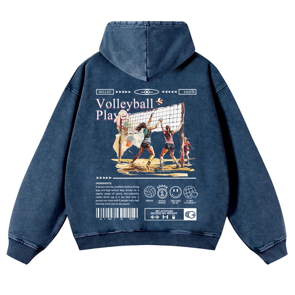 Volleyball Player Washed Hoodie wearishow