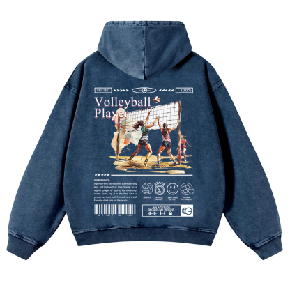 Volleyball Player Washed Hoodie wearishow