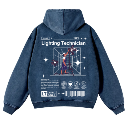 Lighting Technician Washed Hoodie wearishow