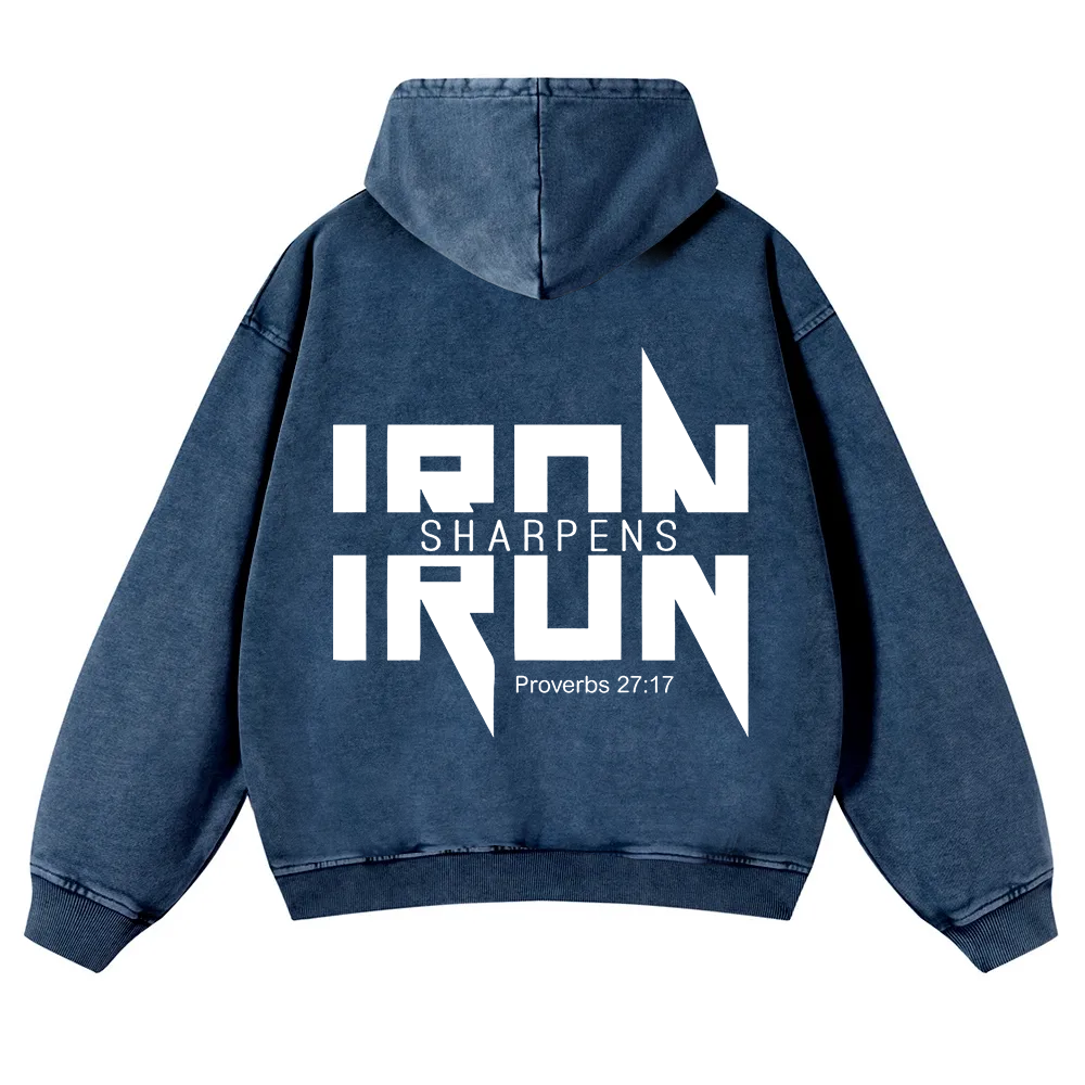 Iron Sharpens Iron Christian Washed Hoodie wearishow