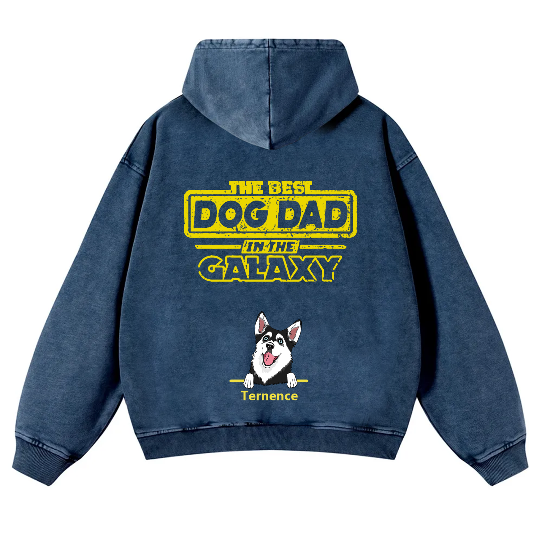 The Best Dog Dad In The Galaxy - Personalized Custom Unisex Washed Hoodie