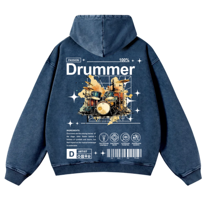 Drummer Washed Hoodie wearishow