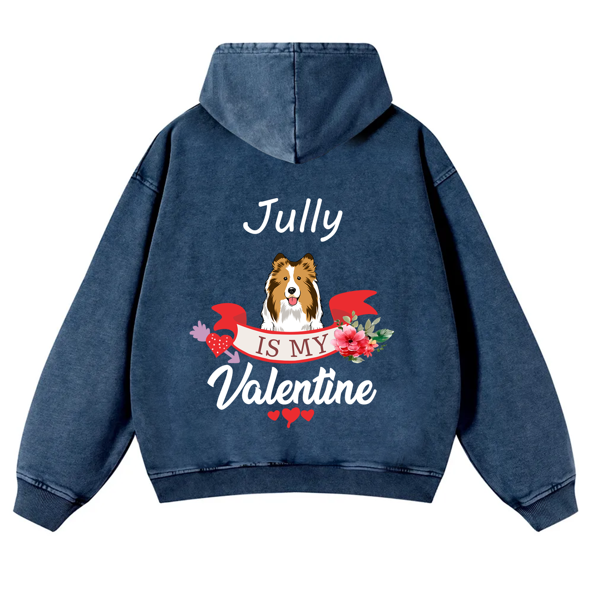 My Dog Is My Valentine Lover - Personalized Custom Unisex Washed Hoodie