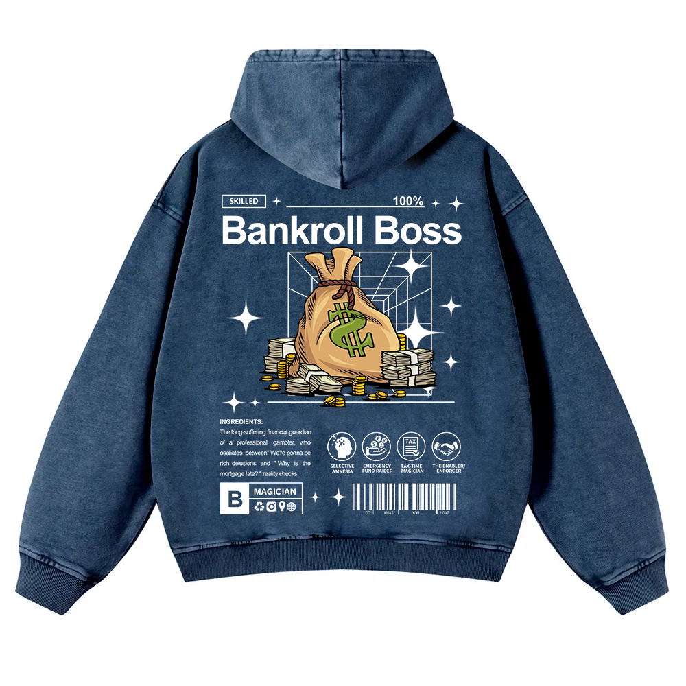 Bankroll Boss Washed Hoodie wearishow