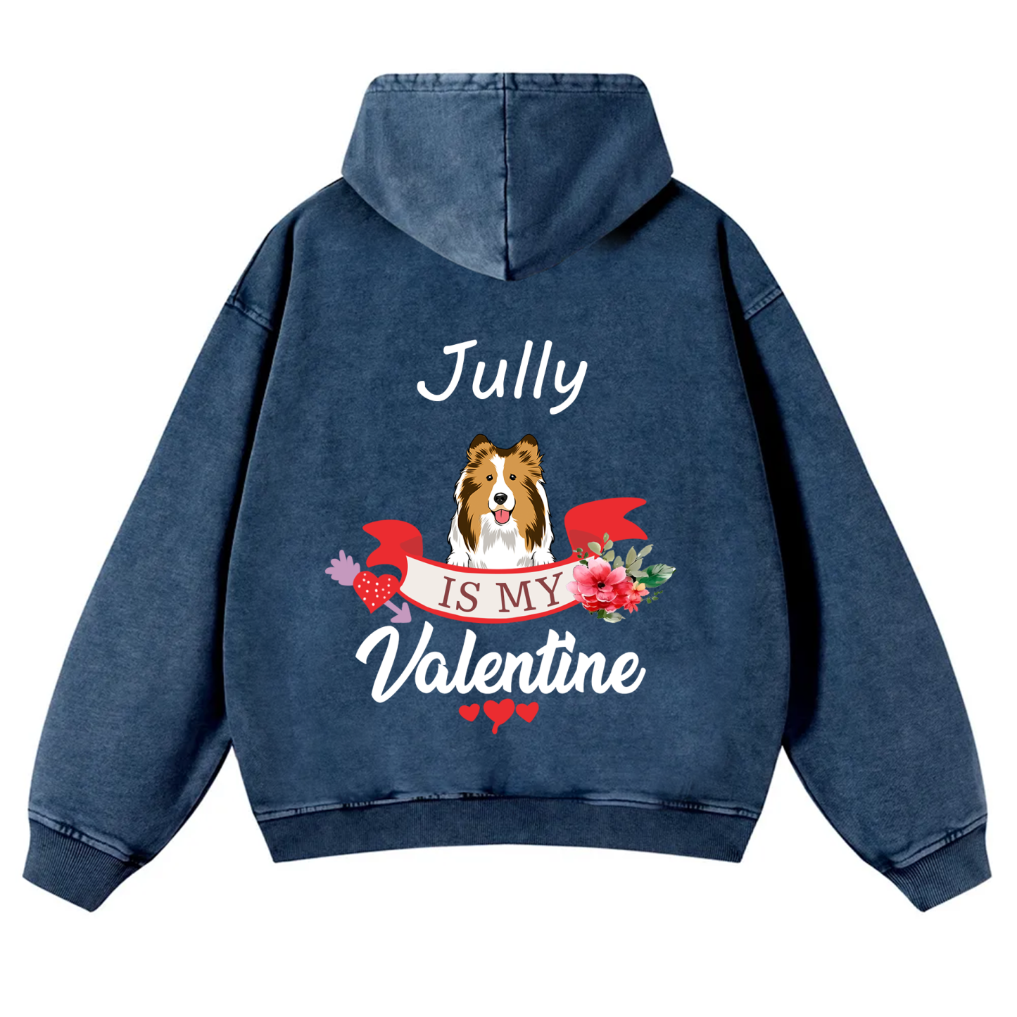 My Dog Is My Valentine Lover - Personalized Custom Unisex Washed Hoodie
