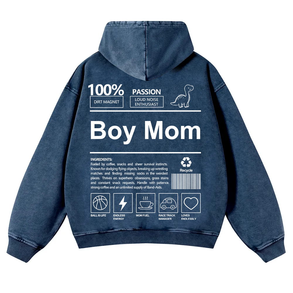 Boy Mom Washed Hoodie wearishow