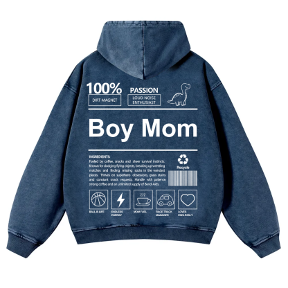 Boy Mom Washed Hoodie wearishow