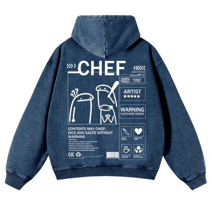 Chef Solid Color Unisex Washed Hoodie