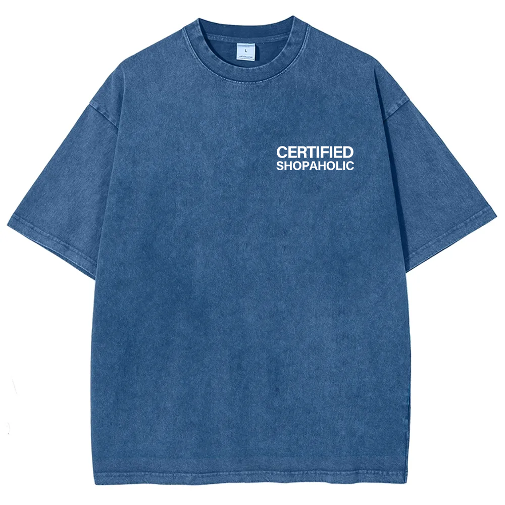 Certified Shopaholic Unisex Fit Washed T-Shirt