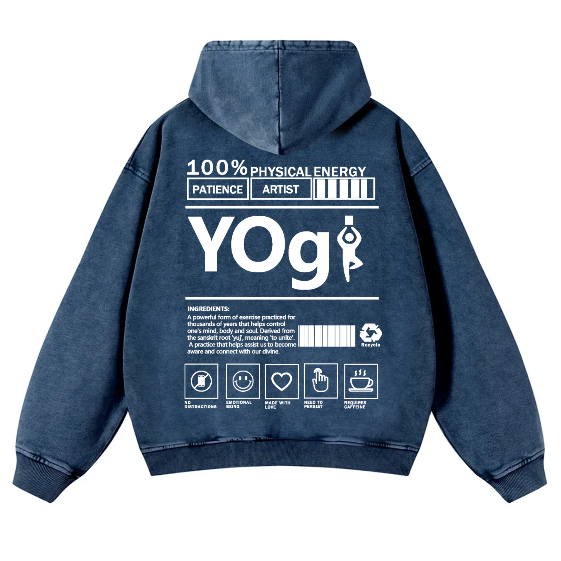 Yogi Solid Color Unisex Washed Hoodie