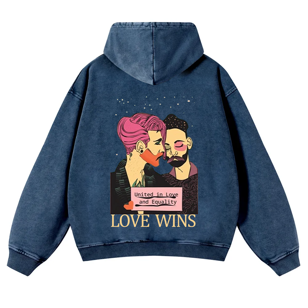 United in Love and Equality Love Wins Washed Hoodie wearishow