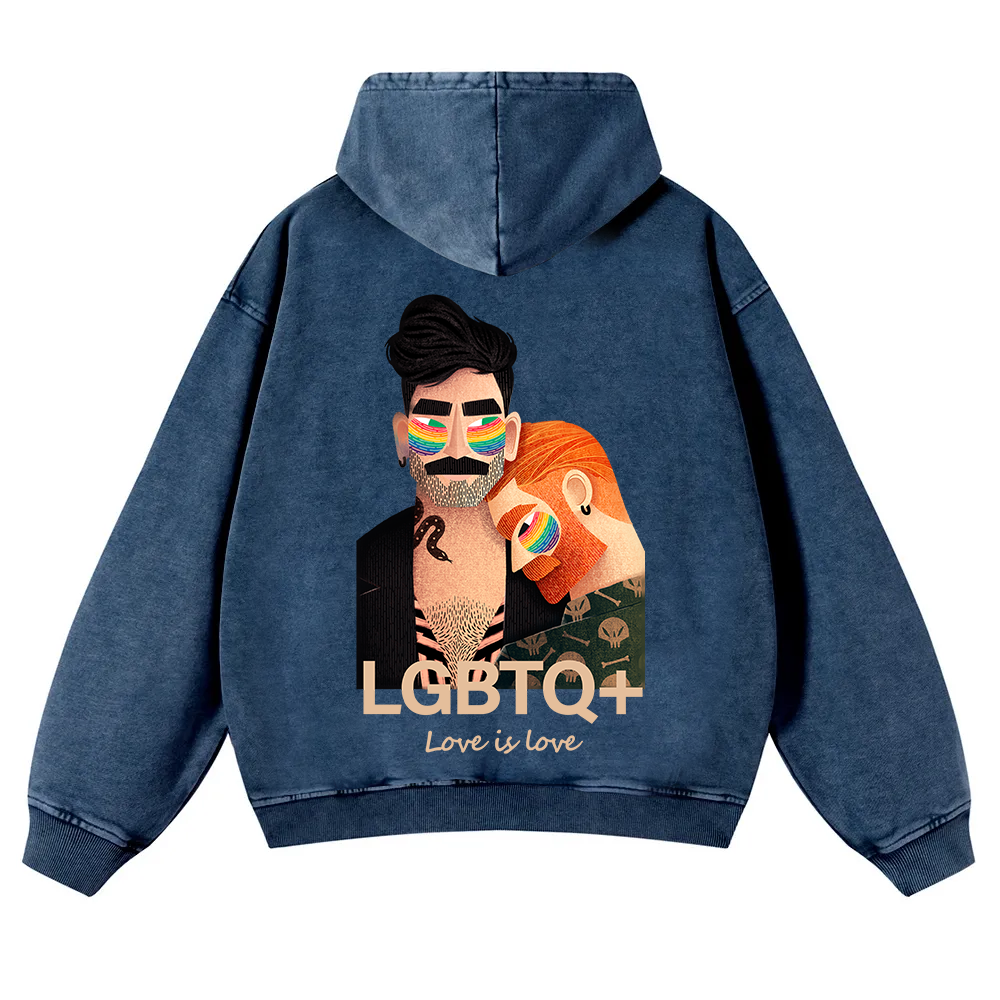 Lgbtq+ Love Is Love Washed Hoodie wearishow