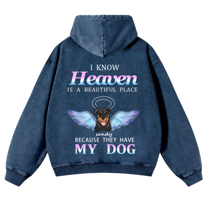 Heaven Is A Beautiful Place - Personalized Custom Unisex Washed Hoodie