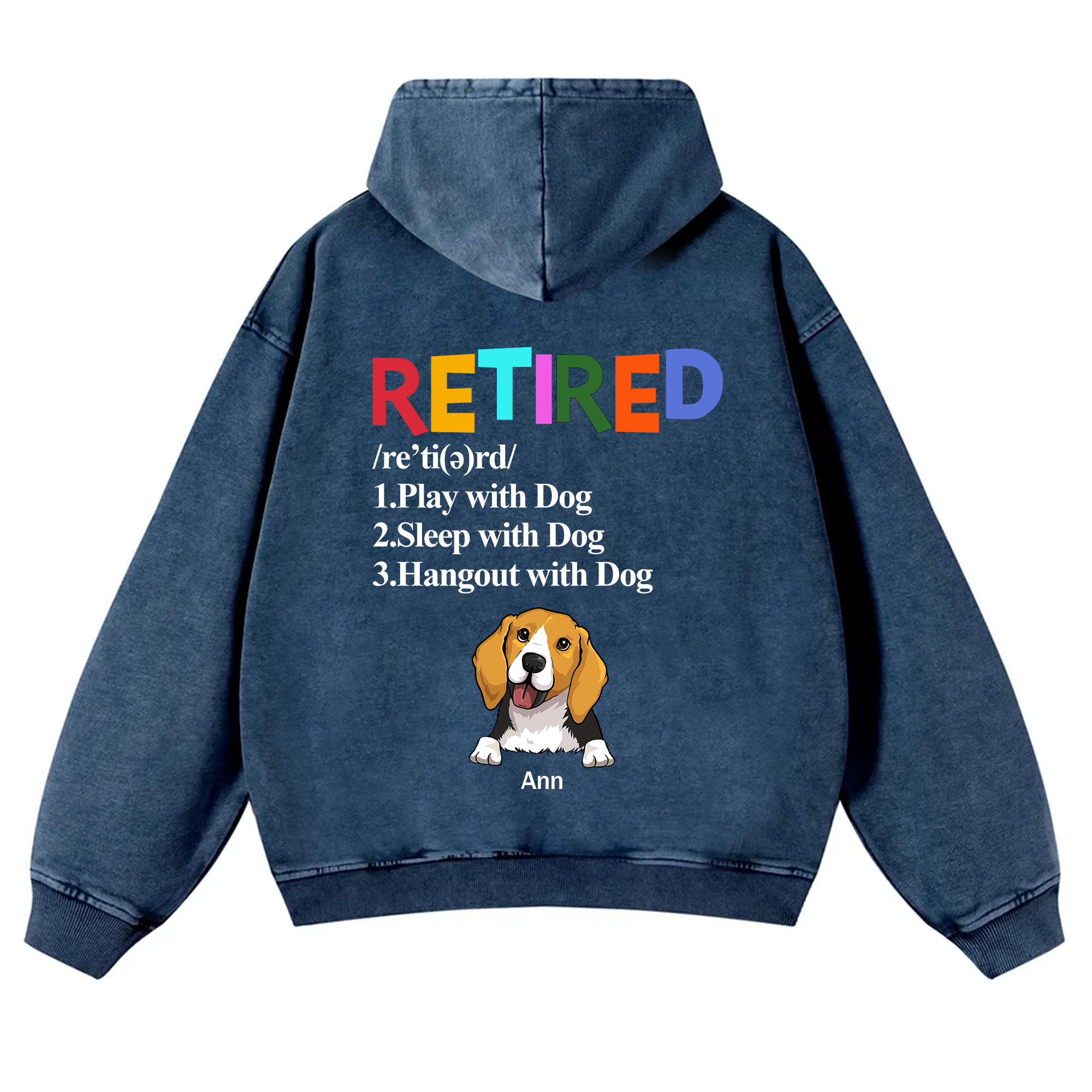 Retired,Play With Dog - Personalized Custom Unisex Washed Hoodie