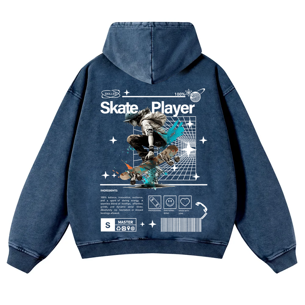 Skate Player  Washed Hoodie wearishow