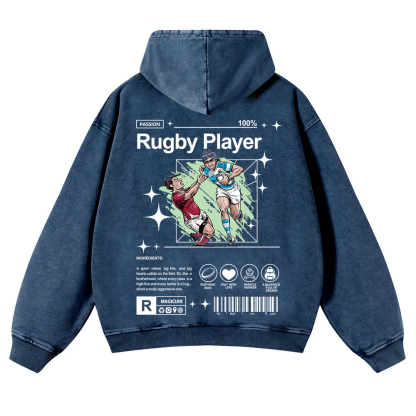 Rugby Player Washed Hoodie wearishow