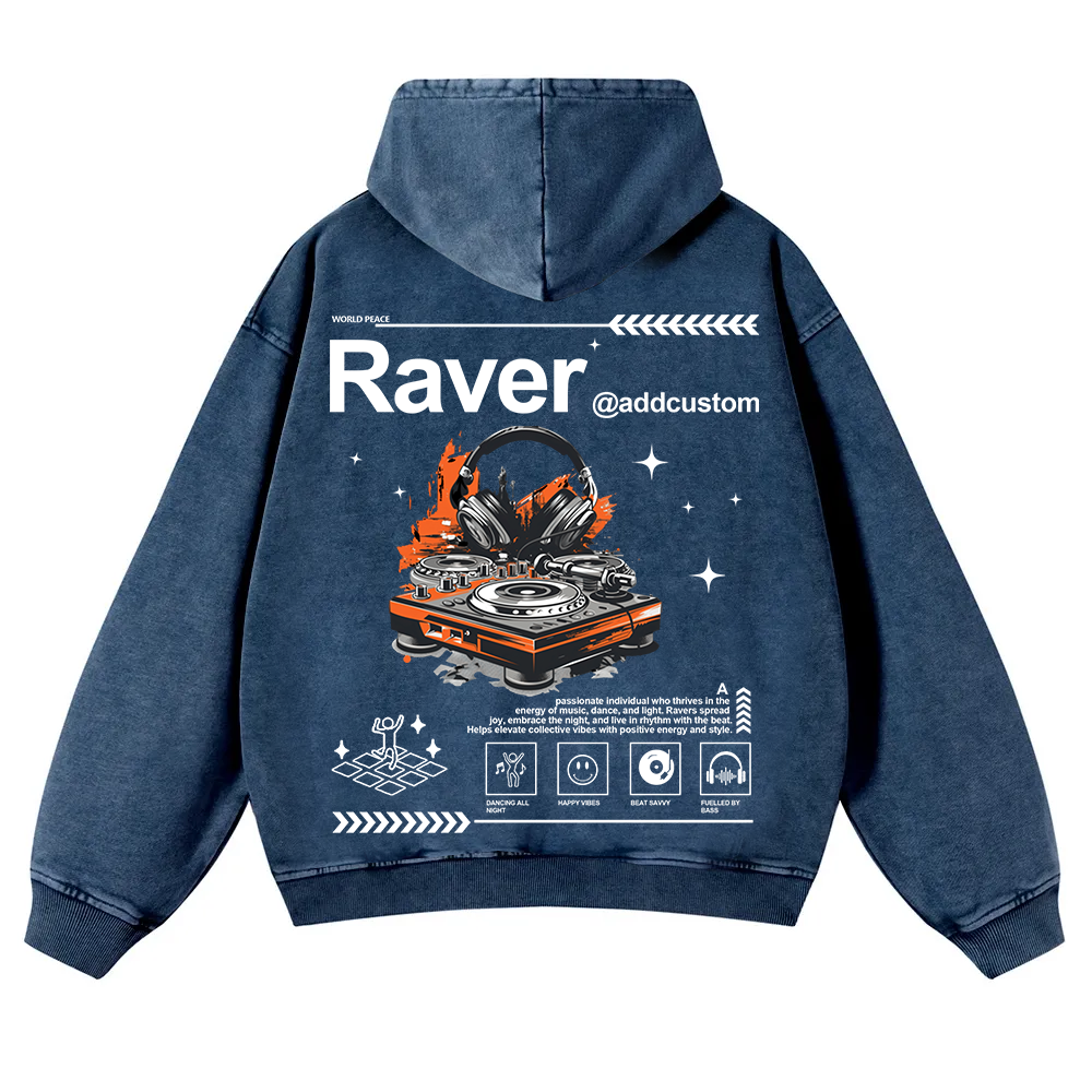 Addcustom Raver Washed Hoodie wearishow