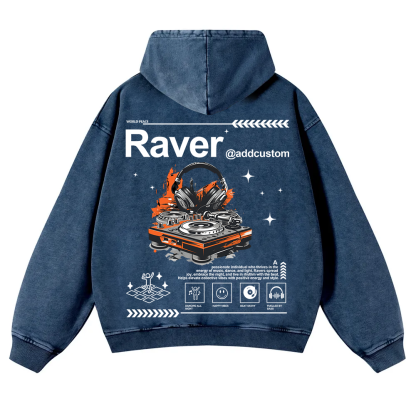 Addcustom Raver Washed Hoodie wearishow