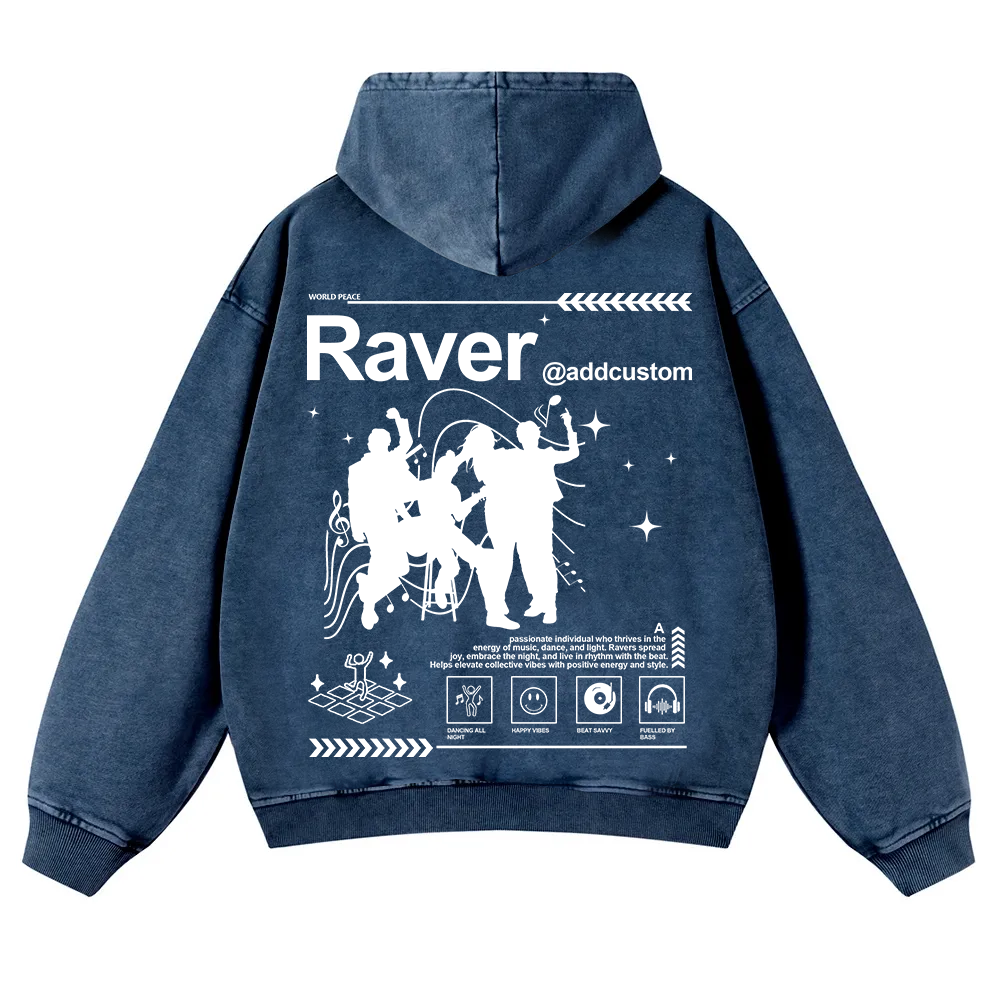 Addcustom Raver Washed Hoodie wearishow