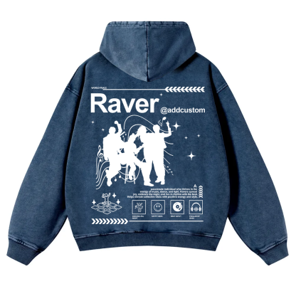 Addcustom Raver Washed Hoodie wearishow