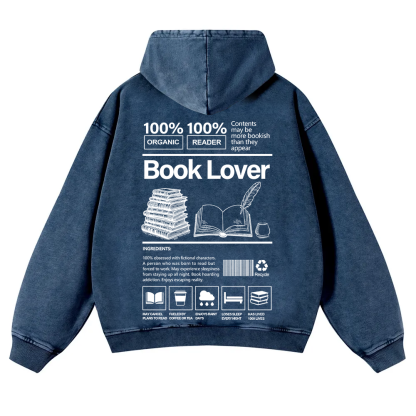 Book Lover Washed Hoodie wearishow