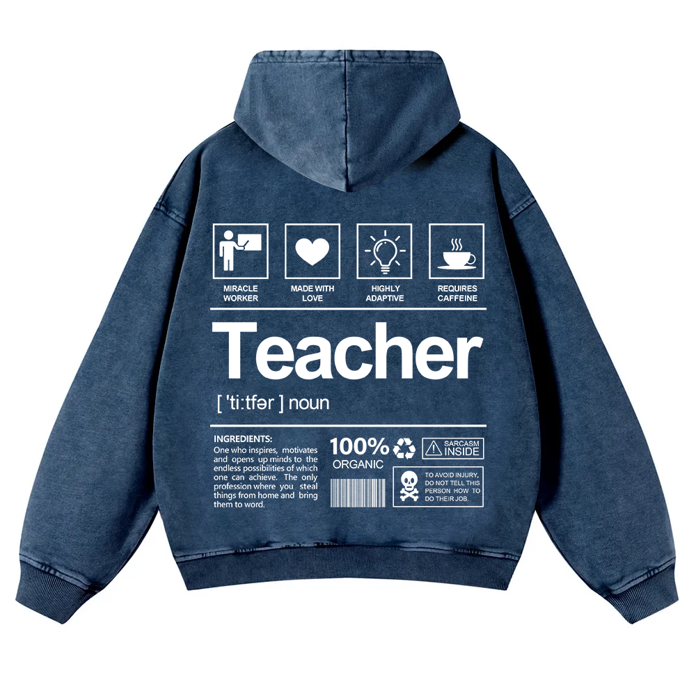 Teacher Washed Hoodie wearishow