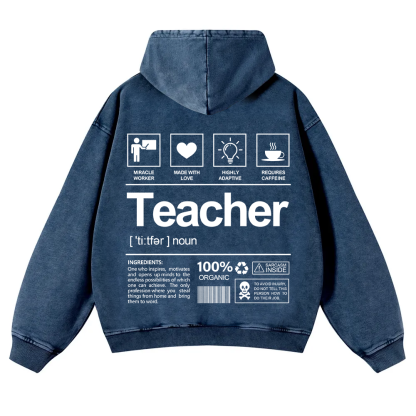 Teacher Washed Hoodie wearishow