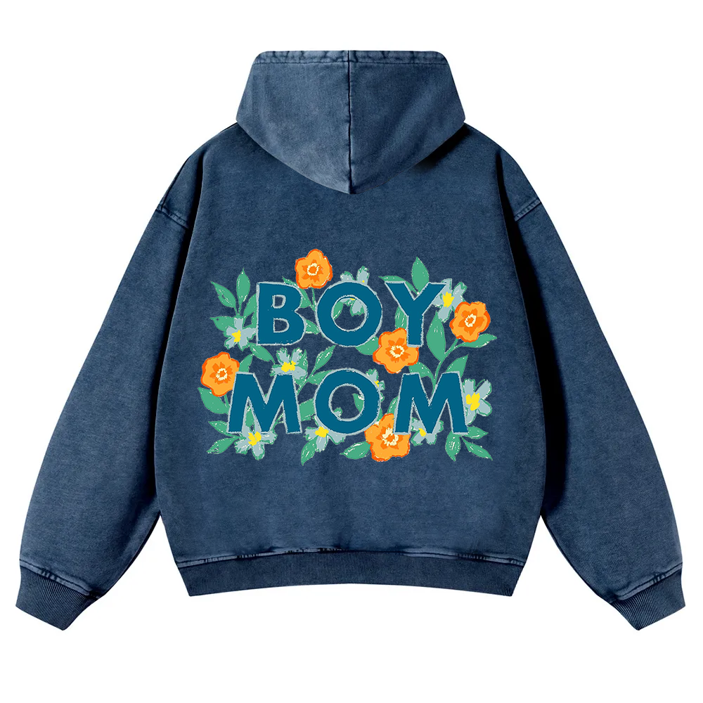 Boy Mom Washed Hoodie wearishow