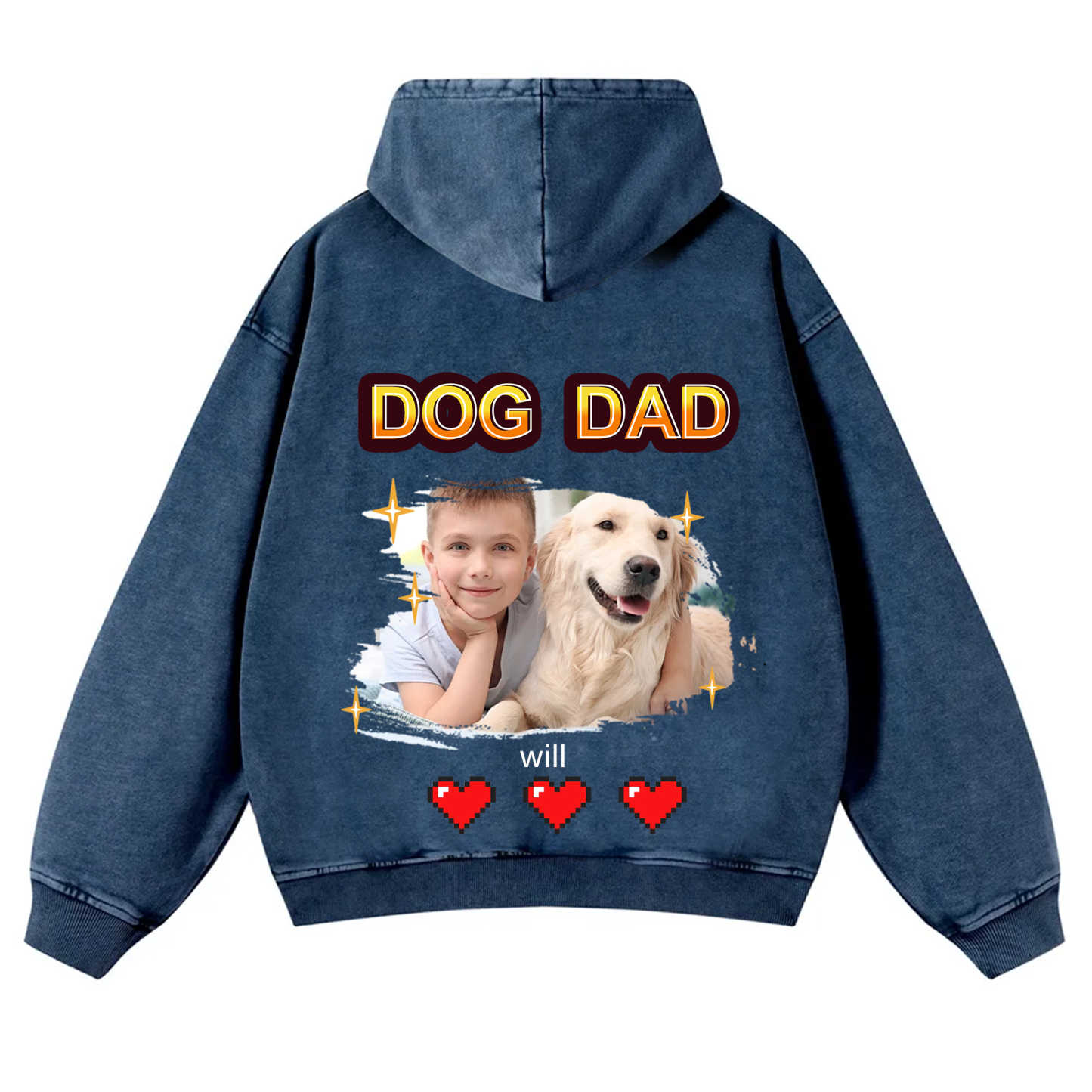 Dog Mom Pixel Photo - Personalized Custom Unisex Washed Hoodie
