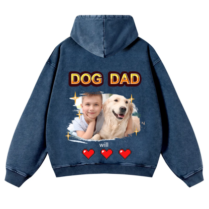Dog Mom Pixel Photo - Personalized Custom Unisex Washed Hoodie